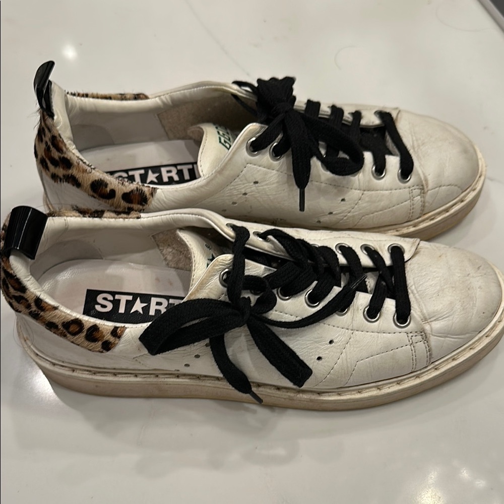 Star White Sneakers with Leopard Print